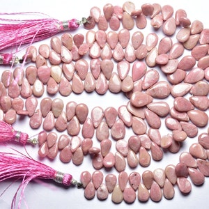 7 inches - Natural Smooth Pink Opal Pear Briolettes - Size is 5.5x8-7.5x11 mm #1611