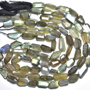 Blue Fire Labradorite Nugget Beads - 14 inches - Natural Faceted Labradorite Nuggets - Size is 13 - 15 mm #392