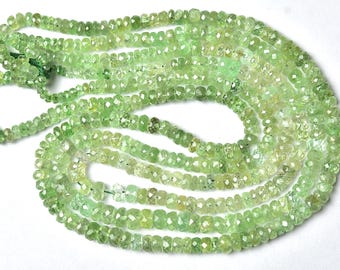 Magnifiques perles rondelles de tsavorite - 38 cm - Grenat vert naturel micro-taille facetté - Taille : 4 à 6 mm #2131