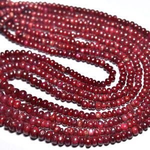 Ruby Rondelle Beads - 16 Inches - Natural Beautiful Ruby Dyed Smooth Rondelles Strand - Size is 3 - 5.5 mm #1488