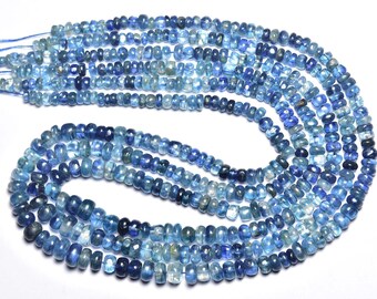 Blue Kyanite Rondelle Beads - 16 inches -  Most Beautiful Natural Smooth Kyanite Rondelles - Size is 4 - 5.5 mm #506