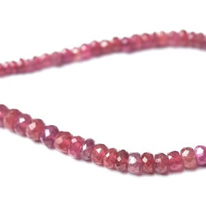 Cuentas de rubí en forma de rondel - 35,5 cm (14 pulgadas) - Rondel de rubí natural, hermoso y liso - Tamaño: 3 - 6,5 mm #470