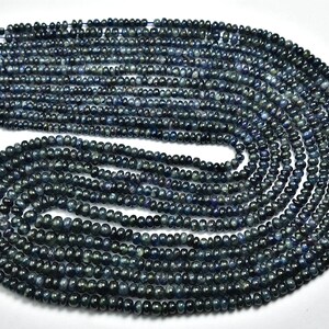 Dark Blue Sapphire Rondelle Beads - 18 inches - Natural Beautiful Smooth Blue Sapphire Rondelles Strand - Size is 3- 4.5 mm #675