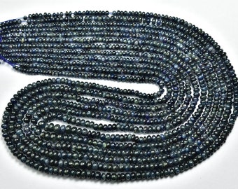 Dark Blue Sapphire Rondelle Beads - 18 inches - Natural Beautiful Smooth Blue Sapphire Rondelles Strand - Size is 3- 4.5 mm #675