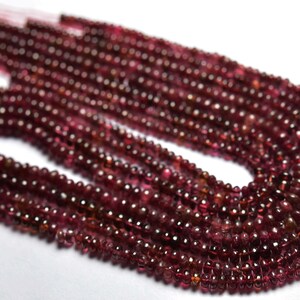 Beautiful Spinel Rondelle Beads - 14 inches - Beautiful Natural Smooth Red Spinel Plain Rondelles - Size is 3-3.5 mm #1893