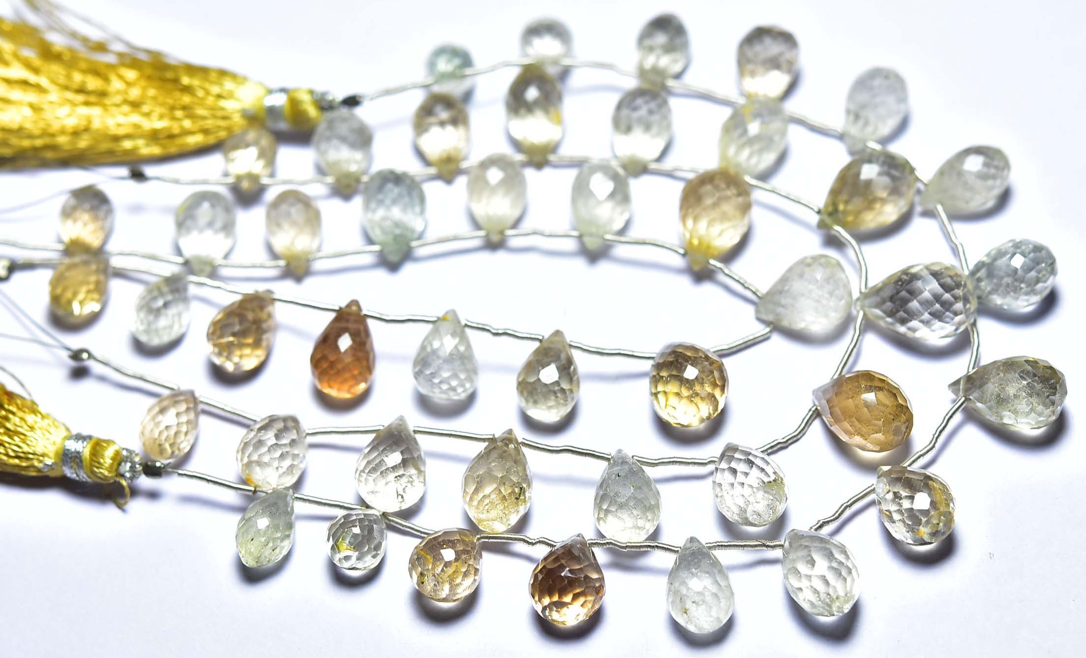 Perles Briolette En Quartz Topaze London Blue 20x8 Mm - Forme Goutte, Facettées, Trou 0.5mm