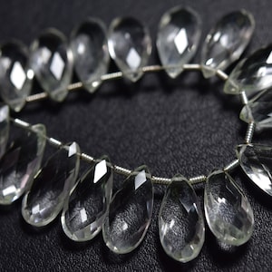 6 Pcs - Beautiful Natural Faceted Rock Crystal Side Drilled Pear Briolettes - High Quality - Size is 7x15 mm #1866