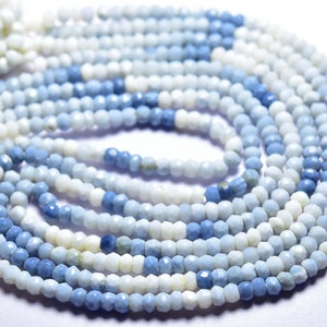 13.5 inches - Super Quality Natural Micro Faceted Beautiful Denim Blue Opal Rondelles - Size is 4 mm #1385