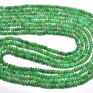 Beautiful Emerald Rondelle Beads - 15 inches - Natural Emerald Smooth Rondelle Strand - Size is 3 - 3.5 mm #2080