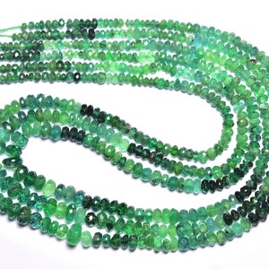 Emerald Rondelle Beads - 14 inches - Natural High Quality Most Beautiful Microcut faceted Emerald Rondelle - Size is 3 - 5.5 mm #353