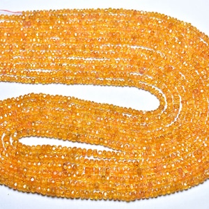 Mandarin Orange Garnet Faceted Beads - Natural Most Beautiful Faceted Mandarin Garnet Rondelles - Size is 2.5 - 3.5 mm #2478