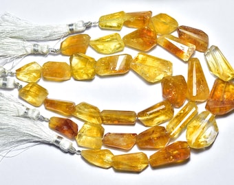 Beautiful Big Bi Citrine Nugget Beads - 7 inches - Natural Faceted Golden Citrine Nuggets Strand- Size is 14 - 20 mm #1646