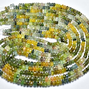 Rzadkie koraliki z turmalinu - 14,5 cala - Naturalne najpiękniejsze fasetowane koraliki z turmalinu Paraiba Color Rondelle - Rozmiar 3,5 -5 mm #2107
