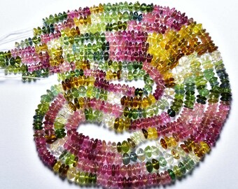 Superb Quality Tourmaline Button Rondelle Beads - 13.5 inches - Natural Beautiful Tourmaline Button Smooth Rondelle- Size is 4 - 5.50mm #751