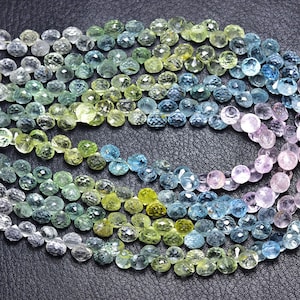 Multi Aquamarine Onion Beads - 10 inches - Natural Faceted Aquamarine Onion Briolettes - Size is 5 -6 mm #1197