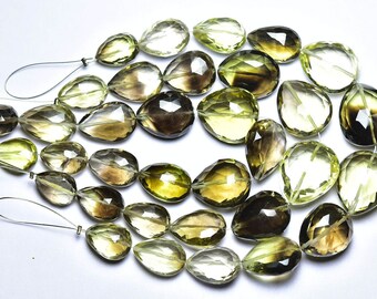 大きなバイレモンクォーツ ティアドロップ ビーズ - 7 インチ - 天然の