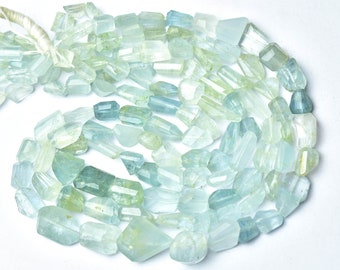 Aquamarine Nuggets Beads - 7 inches - Natural Multi Aquamarine Faceted Nuggets - Size is 8- 16mm #2197