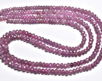 Pink Sapphire Rondelle Beads - 7 inches - Natural Beautiful Pink Sapphire Faceted Rondelle - Size is 3.50-5mm #476