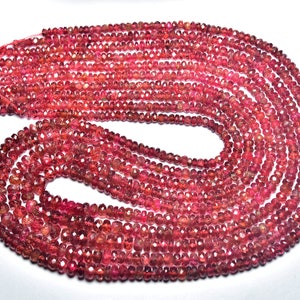 Superb AAA Red Spinel Rondelle Beads - 14 inches - Natural Faceted Burmeese Red Spinel Rondelles - Size is 2.5 -4.5 mm #2127