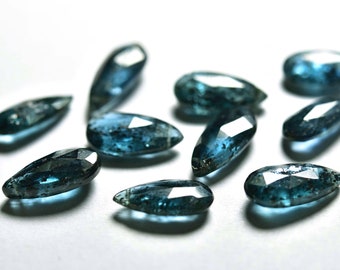 Teal Blue Moos Kyanit - 6 Stück, natürliche erstaunliche Teal Blue Kyanit seitlich gebohrte Birnen-facettierte Brioletten, seltener Kyanit, Größe ist 6 x 11mm # 926