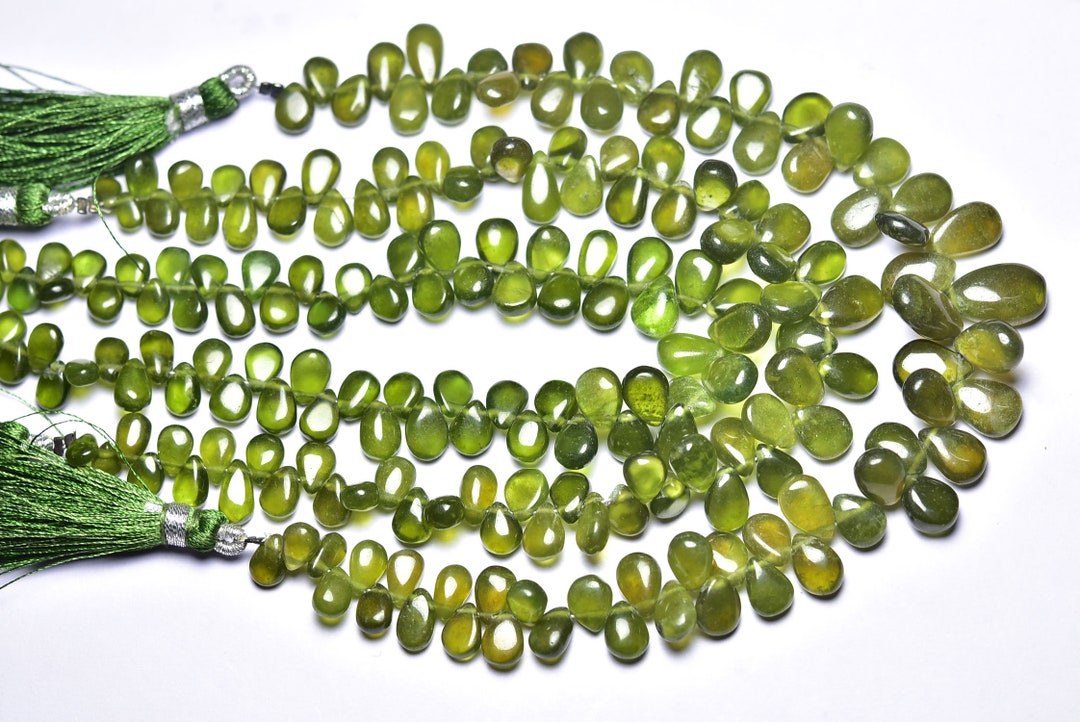 Vesuvianite Pear Beads 8 Inches Natural Beautiful Smooth Vesuvianite
