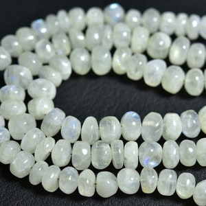 Rainbow Moonstone Rondelle Beads - 7 inches - Natural Beautiful Big Smooth Rainbow Moonstone Rondelle - Size is 7.5- 7 mm #1135