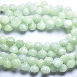 Aquamarine Onion Beads - 8 inches - Natural Finest Quality Faceted Milky Aquamarine Onion Briolettes - Size is 8.5 - 8 mm #1944