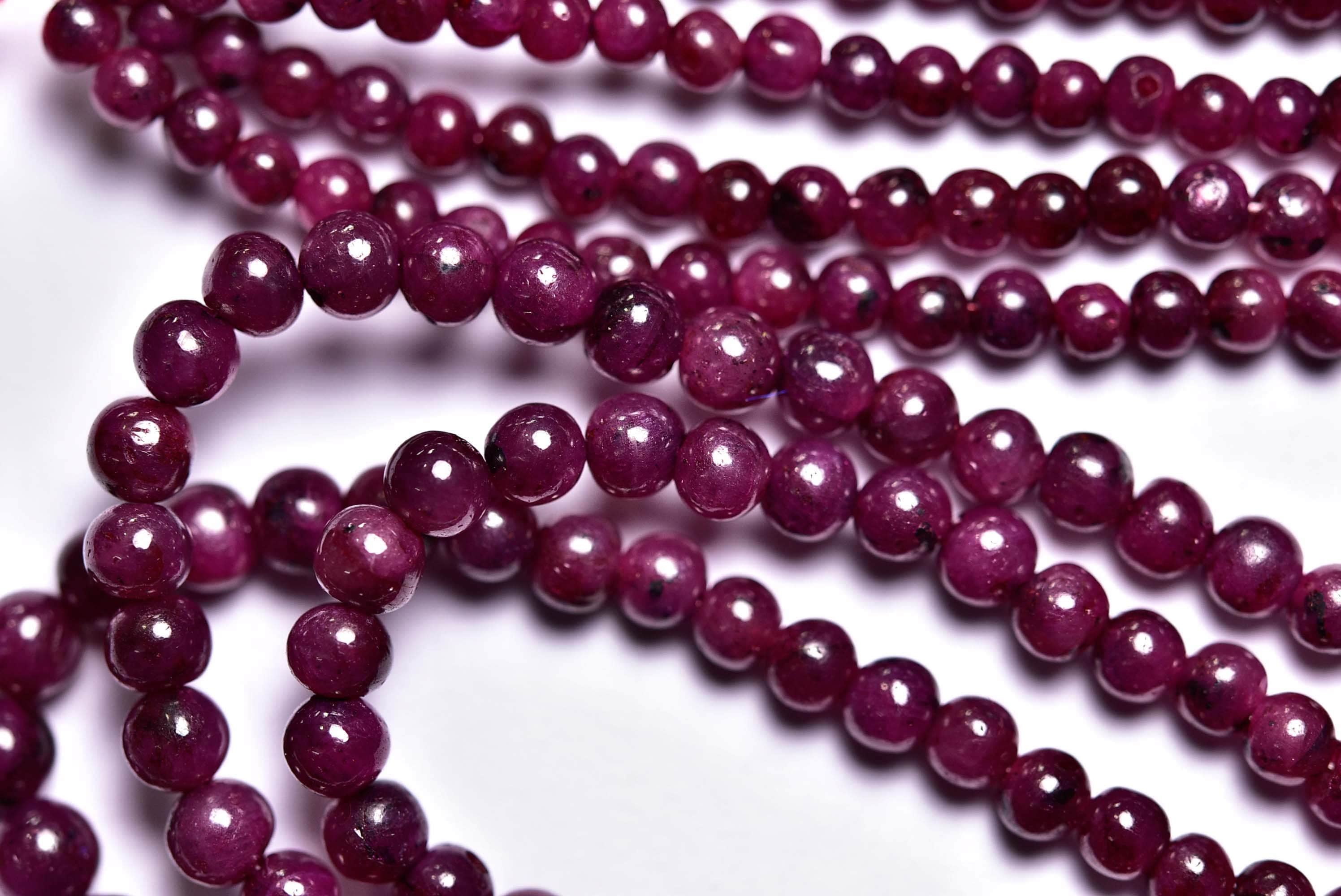 Ruby Round Bead 16 Inches,Beautiful Natural Ruby Smooth Round Beads,Size is 3.50-4.50mm #688
