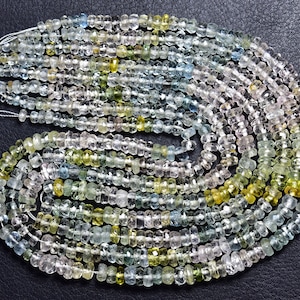 Super Quality Aquamarine Beautiful Natural Aquamarine,Morganite,Heliodor Faceted Rondelle,Multi Aquamarine,Size is 4-6mm #411
