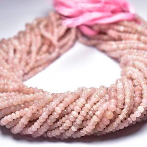 13.5 inches - Natural Most Beautiful Faceted African Strawberry Quartz Rondelle - Size is 3.5-4 mm #1139