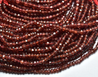 10 Perles Grenat Mozambique - Rondelles Facettées 3x2mm - Lot Pour Création Bijoux