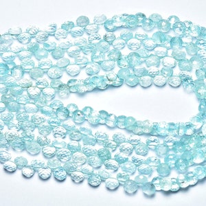 Most Beautiful Aquamarine Onion Beads - 9 inches - Natural Faceted Aquamarine Onion Briolettes - Size is 5 -6 mm #2837