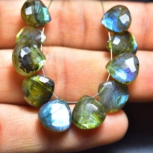 Multi Fire Labradorite Heart Briolettes Beads - 10 Pcs - Natural Faceted Labradorite Heart Briolettes Pairs - Size is 10mm #1917