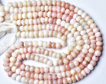 Peruvian Pink Opal Beads - 13.5 inches - Natural Faceted Peru Pink Opal Rondelle - Size is 6 - 6.5 mm #1200