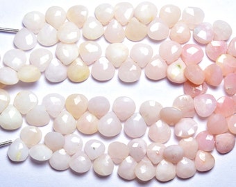 7 inches - Natural High Quality Faceted Pink Opal Pear Briolettes - Shaded Peruvian Pink Opal - Size is 7-7.5 mm #1957