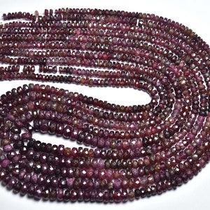 Rarest Dark Red Spinel Rondelle Beads - 9.25 inches Natural Faceted Burmeese Spinel Rondelles - Size is 3.5 -5.5 mm #1720