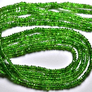 13 inches - Natural Super Quality Chrome Diopside Faceted Rondelles - Micro Cut - Size is 3 mm #992