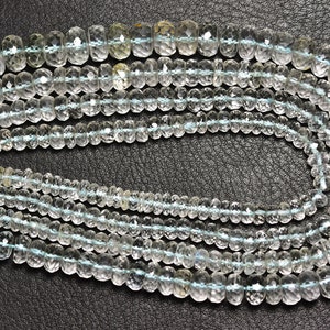 10 inches,Natural Topaz Faceted Rondelles,Finest Quality White Topaz,Size is 5 -8 mm #306