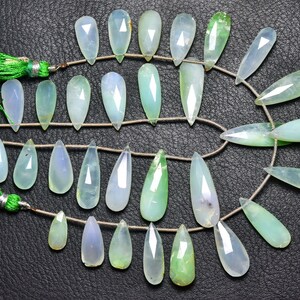 Schöne Chrysopras Birne Perlen - 17,8 cm - Natürliche feinste Qualität facettierte Chrysopras Birne Briolette - Größe ist 8x15 - 9x27 mm #487
