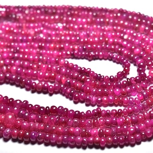 Ruby Rondelle Beads - 16 Inches - Natural Amazing Vivid Dyed Ruby Smooth Rondelle Strand - Size is 3 - 4.5 mm #1668