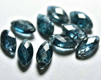 Türkisblau Moos Kyanit Briolette Perlen - 5 Stück - Natürliche Teal Blau Kyanit Seite gebohrt Facettierte Marquise Brioletten - Größe ist 6 x 12 mm #924