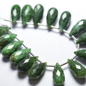 6 Pcs - Beautiful Natural Faceted Aventurine Side Drilled Tear Drops Briolettes - Size is 7x15 mm #1872