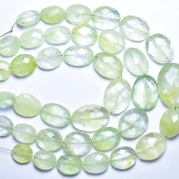 Heliodor Oval Beads - 7 Inches - Natural Faceted Heliodor Oval Briolettes - Size is 7x9-10x15 mm #1605