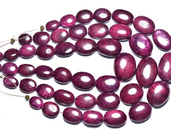 Ruby ovale kraal - 7 inch - natuurlijke mooie Ruby Smooth Nuggets kralen - geverfd Ruby - maat is 7x10 - 11x16mm #592