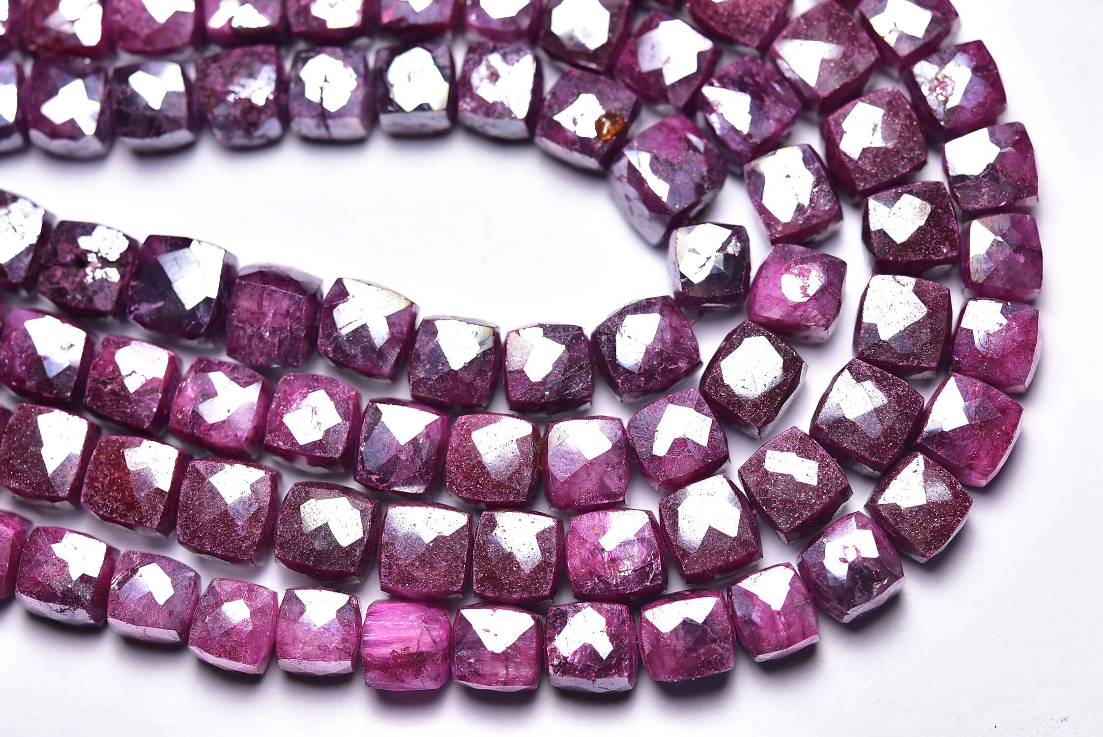Mystic Ruby Cube Bead Strand -8 Inches - Beautiful Natural Faceted ...