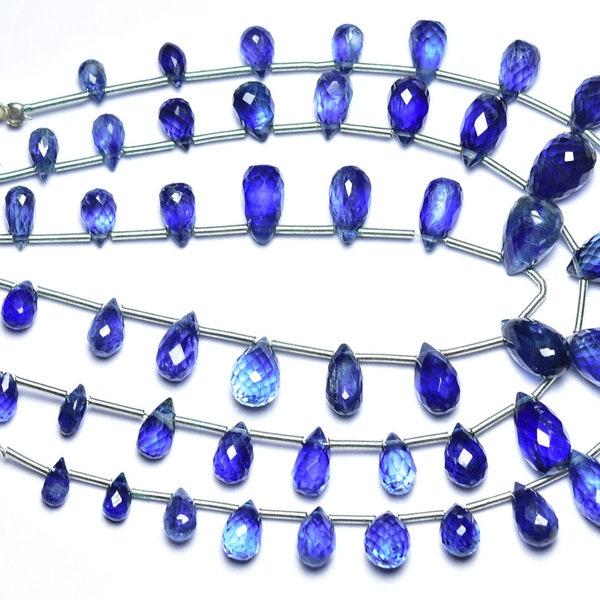 Superb Cornflower Blue Kyanite Teardrop Beads - 7 inches - Natural Blue Kyanite Faceted Teardrop - Size is 4x6 - 7x10 mm #317