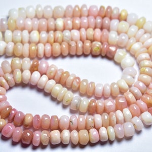 Peruvian Pink Opal Beads - Natural Smooth Peru Pink Opal Rondelle - Size is 7 mm #1624