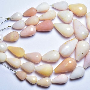 7 inches - Beautiful Natural Faceted Peruvian Pink Opal Tear Drops Briolettes - Size is 8x12 - 11x18 mm #1619