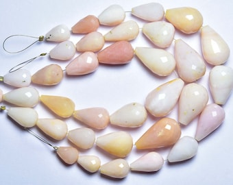 7 inches - Beautiful Natural Faceted Peruvian Pink Opal Tear Drops Briolettes - Size is 8x12 - 11x18 mm #1619