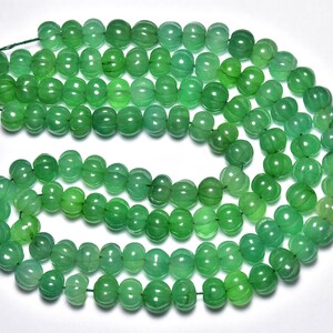 8 inches,Hand Carved Green Quartz Carving Rondelles,Size is 9-9.50mm #421